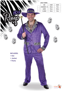 80's Purple Pimp Suit With Zebra Print Large