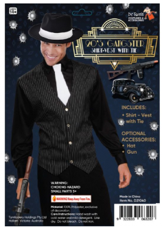 20's Gangster Costume Adult Large 116cm x101 cm