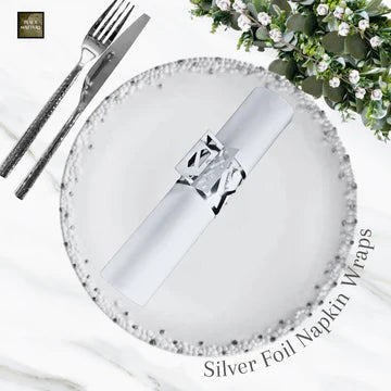 8 Paper Napkin Wraps Pleats Silver