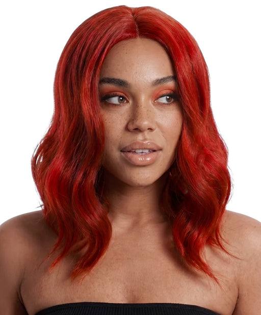 VIVA Sienna ruby red wig with a centre part and full flowing waves