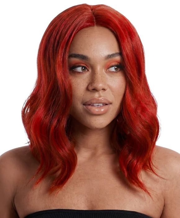 VIVA Sienna ruby red wig with a centre part and full flowing waves