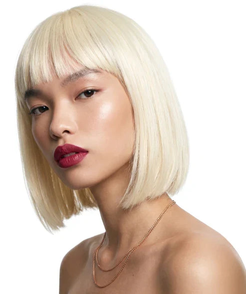 VIVA Jessie blonde straight bob wig with a full blunt fringe