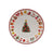 Traditional Christmas snack plate with a decorated Christmas tree in the centre and red festive border with gingerbread figures, stockings, bells and baubles