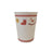Traditional Christmas paper cup with red patterned borders, stocking, rocking horse and star design