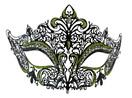 Black/Green Filigree Eye Mask