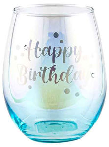 Happy Birthday Stemless Holographic Glass 560ml