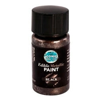 Iconic Cake Art Black Metallic Edible Paint with Brush 20ml