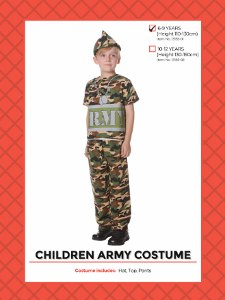 Children's Army Costume 6-9 Years