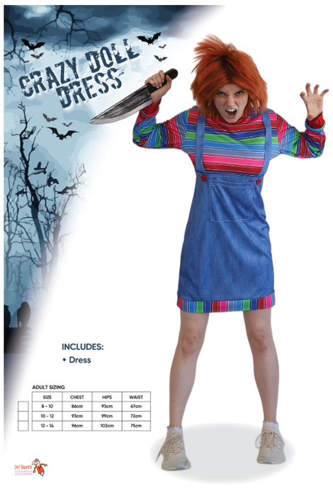 Crazy Adult Doll Dress 8-10