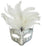Feathered Masquerade Eye Mask Silver/White