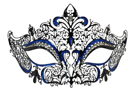 Black/Blue Filigree Eye Mask