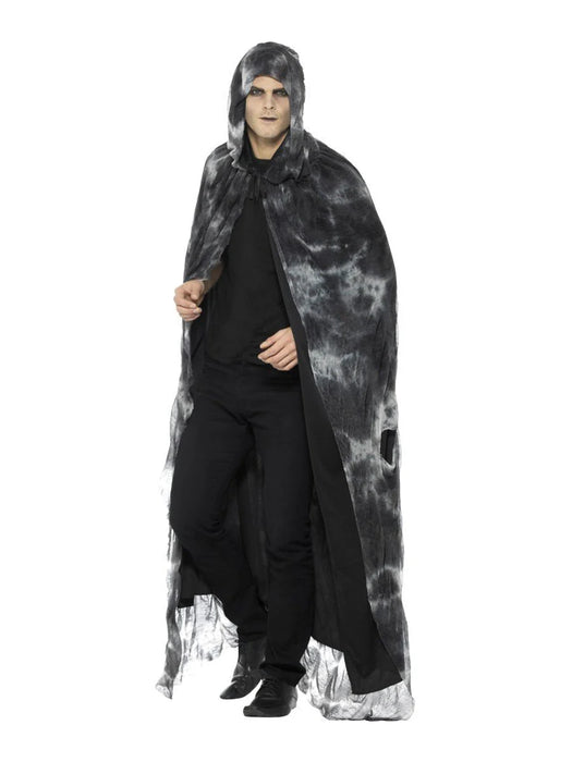 Deluxe Spellbound Decayed Cape, Black & Grey, Tie Dye, Unisex