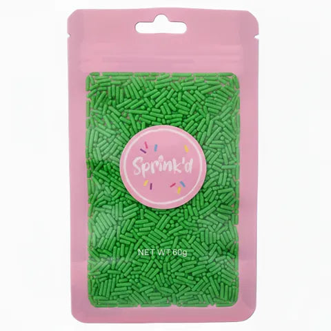 Sprink'd Green Jimmies 60g packet with green jimmies