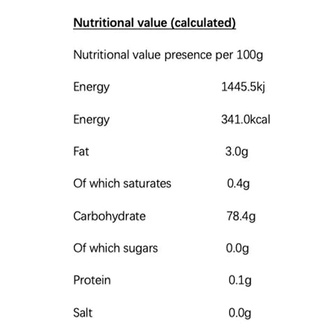 Cake Craft wafer toppers calculated nutritional information per 100 grams.