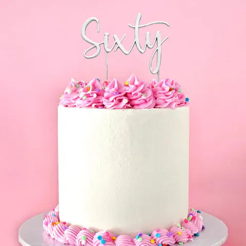 Silver Sixty Metal Cake Topper – 60th Birthday