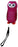 Pink owl gyro torch with white face, feather details, orange feet and black wrist strap