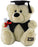 Beige graduation teddy bear with 2026 on its paw, wearing a black cap and vest and holding a diploma tied with red ribbon⠋