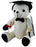 White jointed graduation autograph bear sitting with a black graduation cap, bow tie and contrasting black paws
