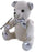 White autograph bear with shiny silver ears, paw pads and a matching silver neck bow