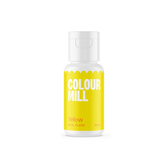 Colour Mill Yellow Oil Blend food colour in a 20ml bottle on a white background