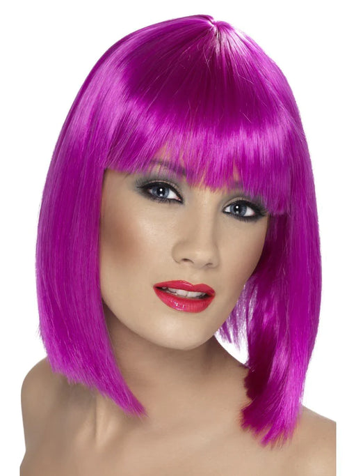 Glam Wig, Neon Purple with Fringe