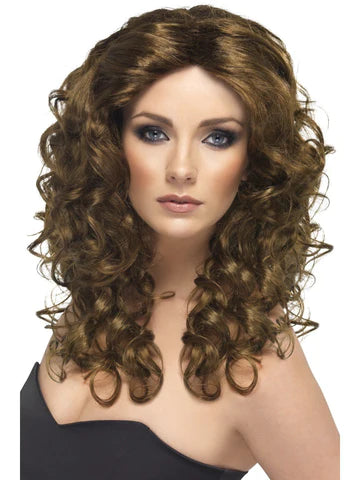 Glamour Wig, Brown, Long, Curly
