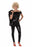 Hi School Sweetie women’s costume with black off-the-shoulder top, leather-look pants and belt, wig, jacket and shoes not included