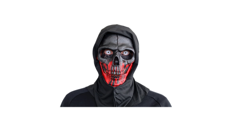 Black And Blood Red Skull Hooded Mask