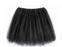 Black tutu with a gathered waistband and layered tulle skirt.