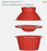 Big Top Cupcake silicone bakeware set — three-piece red silicone mould showing top, filling insert and base components