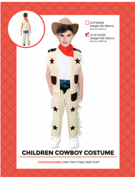Children Cowboy Costume 10-12 Years