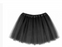 Short black tutu with a gathered waistband and layered tulle skirt.