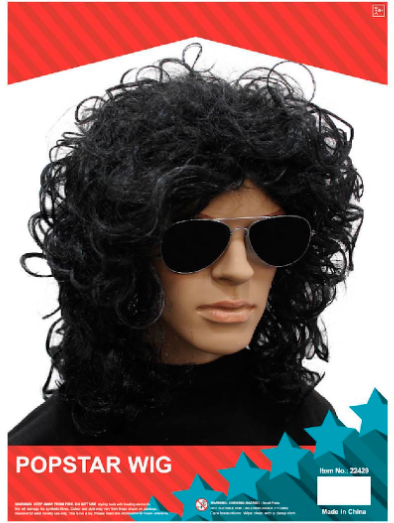 Popstar Wig Black - curly long style