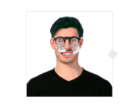 Adult modelling black Shock Pop Eyes costume glasses with dangling novelty eyeballs.