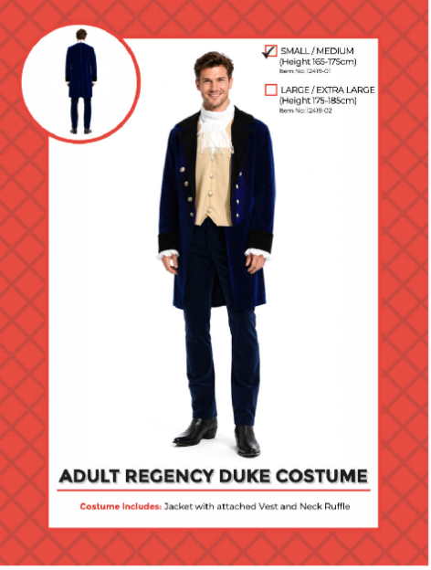 Adult Regency Duke Costume Small/Medium - front view
