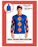 Adult blue and orange jockey costume with diamond-front top, checked sleeves and matching hat, Small/Medium packaging
