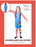 Children Quirky Girl Costume 6-9 Years - blue long sleeve dress with colourful patches and red white striped sleeves