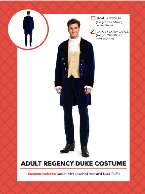 Adult Regency Duke Costume Large/Extra Large - front view