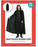Adult black hooded cape shown worn over black clothing, supplier packaging labelled One Size
