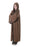 Child wearing a long brown hooded costume robe with wide sleeves, robe only