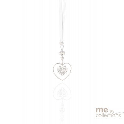 Silver Hearts With Bow Charm