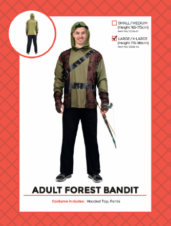 Adult Forest Bandit Costume - Large/Extra Large