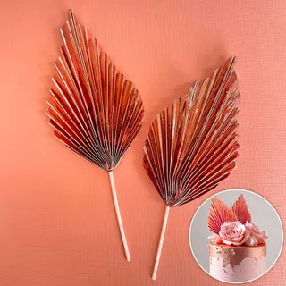 Metallic Rose Gold Deco Fan Topper 2 Piece Set