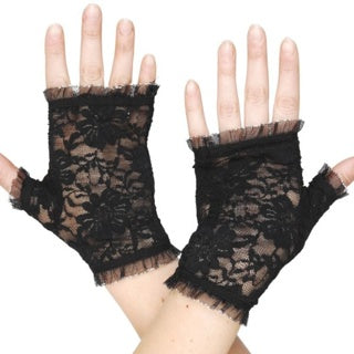 Fingerless Lace Gloves Black