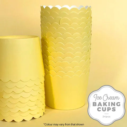 Cake Craft Ice Cream Pastel Yellow Baking Cup 24 Pack