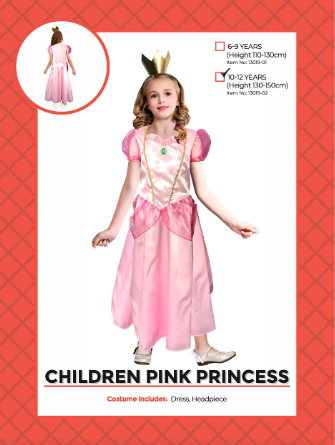 Childrens Pink Princess Costume 10-12 Years