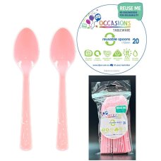 Plastic Spoon 20 Pack - Light Pink