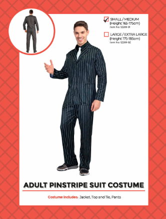 Adult Pinstripe Suit - Small/Medium