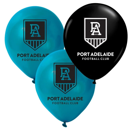 Port Adelaide Power 30cm Latex Balloon Helium Filled Each