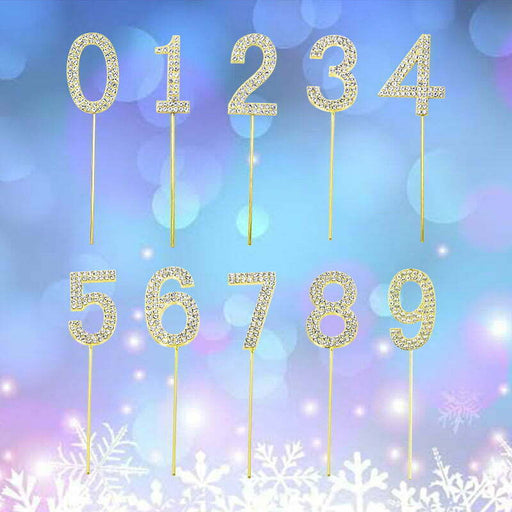 Diamonte Cake Toppers Number 0 in Gold 10.5cm